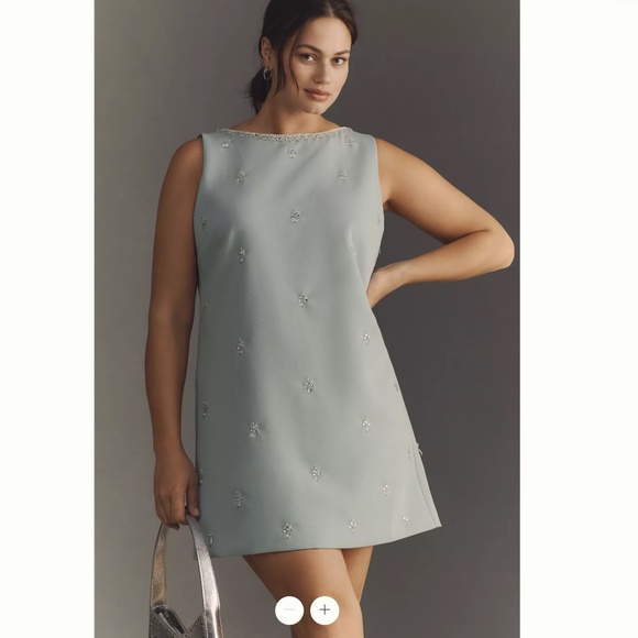 Anthropologie Atsu Crystal-Embellished Bow Mini Dress - Picture 2 of 7